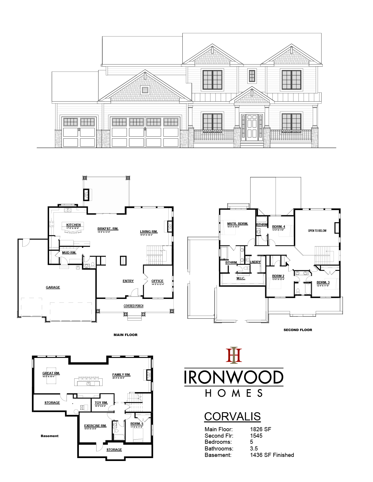 Corvalis floor plan sheet